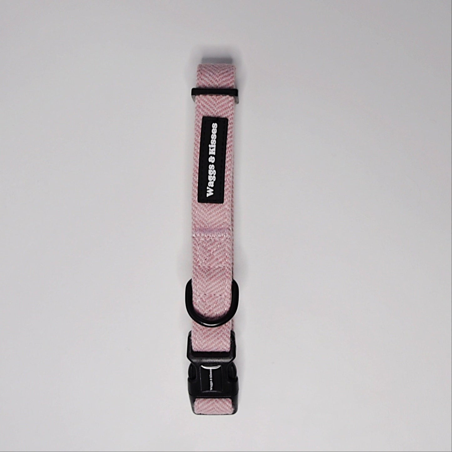 Pink/Cherry Blossom Tweed Dog Collar Waggs and Kisses