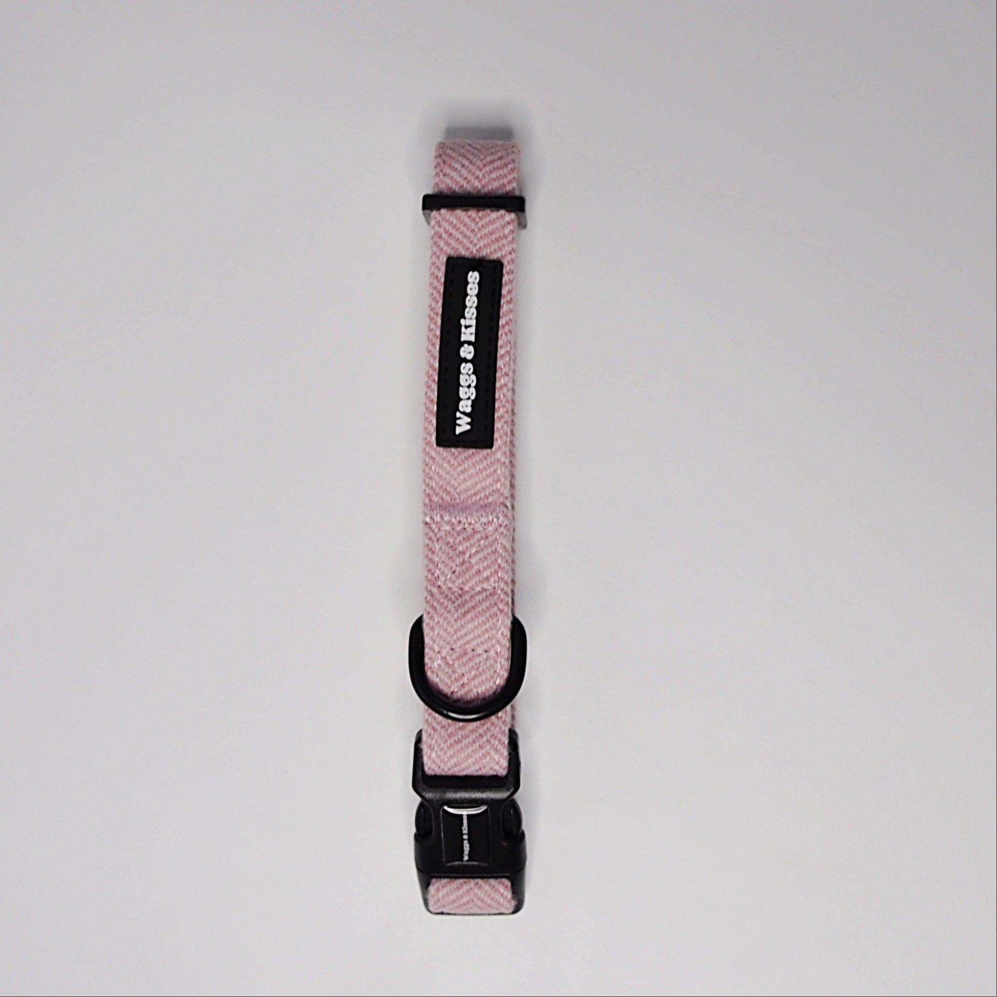 Pink/Cherry Blossom Tweed Dog Collar Waggs and Kisses