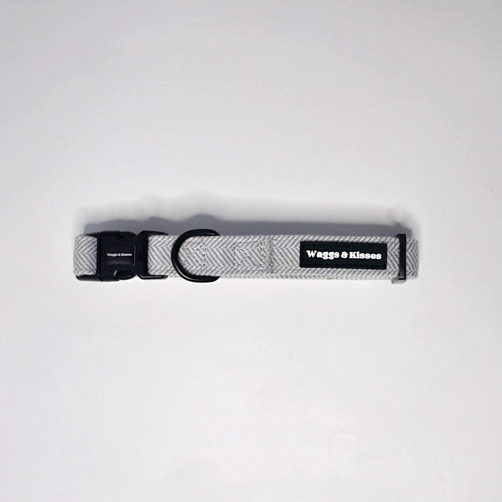 Slate Grey Tweed Dog Collar Waggs and Kisses