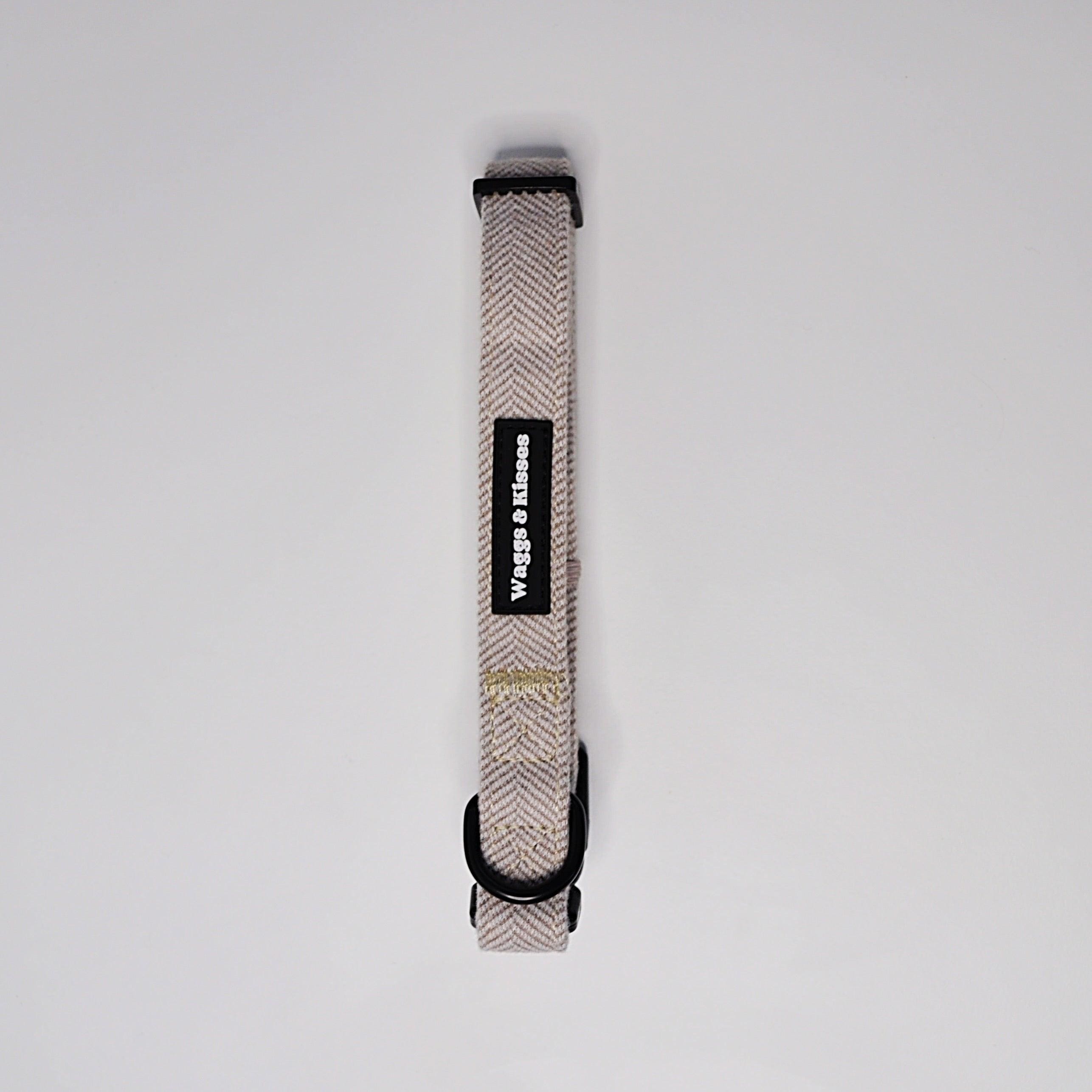 Soft Truffle Tweed Dog Collar By Waggs And Kisses UK
